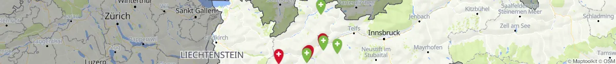 Kartenansicht für Apotheken-Notdienste in der Nähe von Pettneu am Arlberg (Landeck, Tirol)